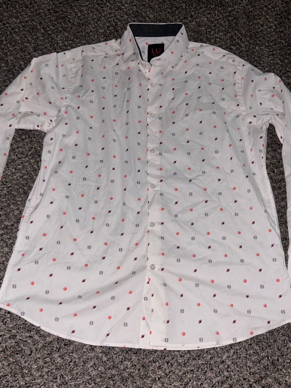White Button-Up with Sport Print